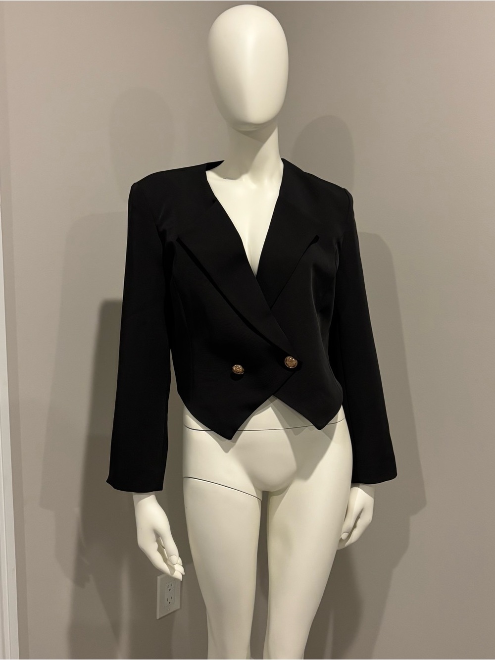 GREY LAB Black Cropped Double-Breasted Blazer